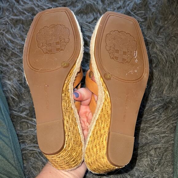 Women's new Vince Camuto leather, peep toe rattan, wedge heels, sandals, sz 6.5 - Picture 11 of 16